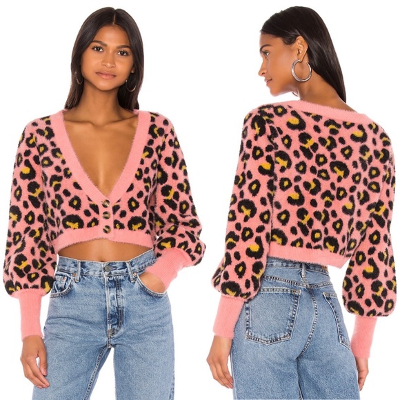 leopard cropped cardigan